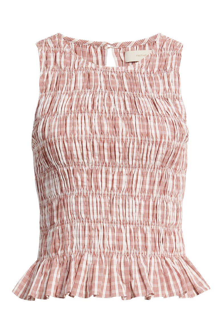 Cales Smocked Cotton Top, Alternate, color, PALOMA CHECK-CINNAMON WHITE
