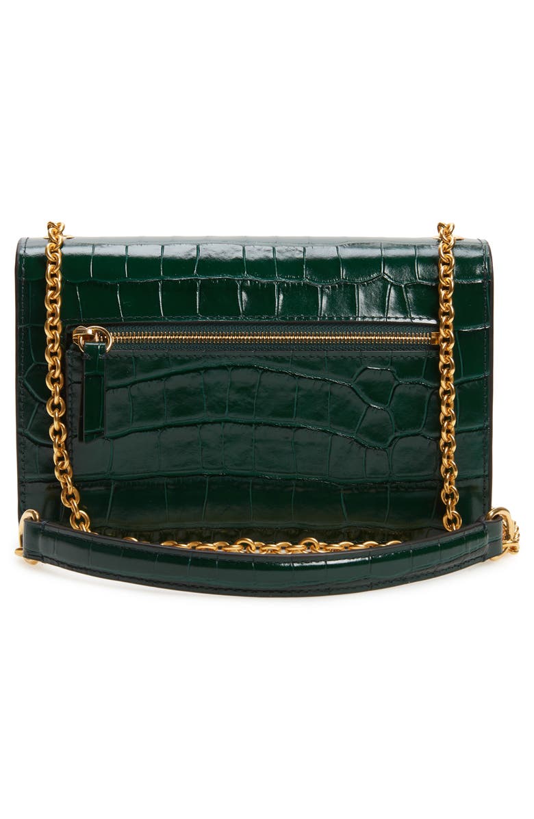 Mulberry Small Darley Croc Embossed Leather Wallet on a Chain, Alternate, color, 