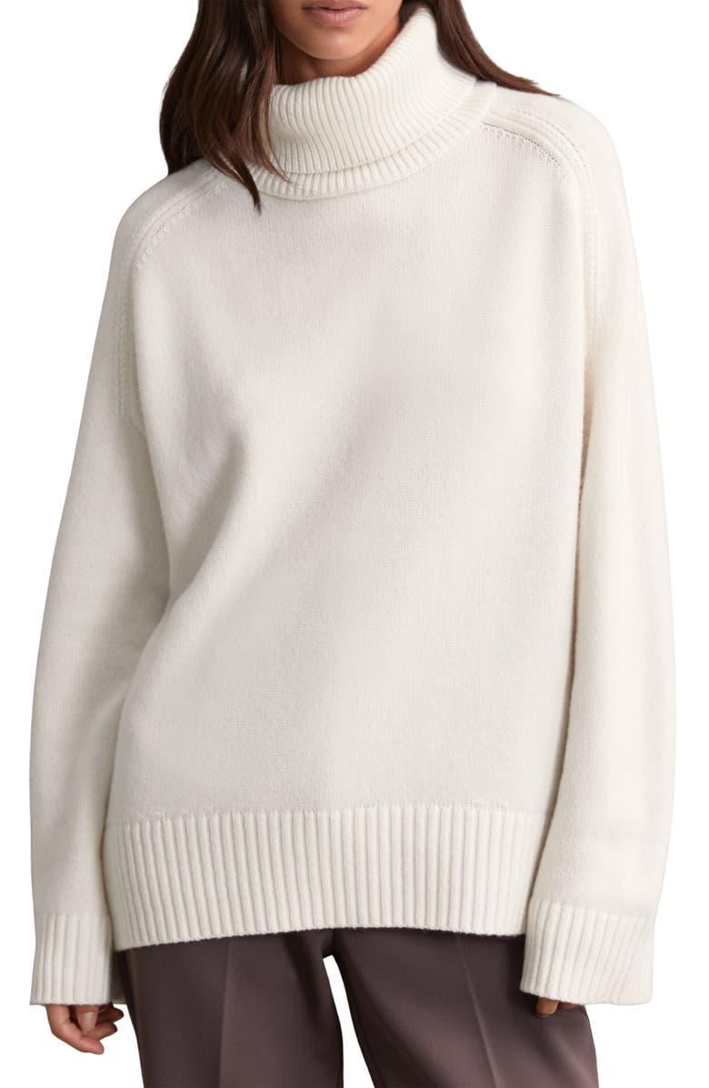 Reiss Brooklyn Oversize Wool & Cashmere Turtleneck Sweater, Main, color, Cream