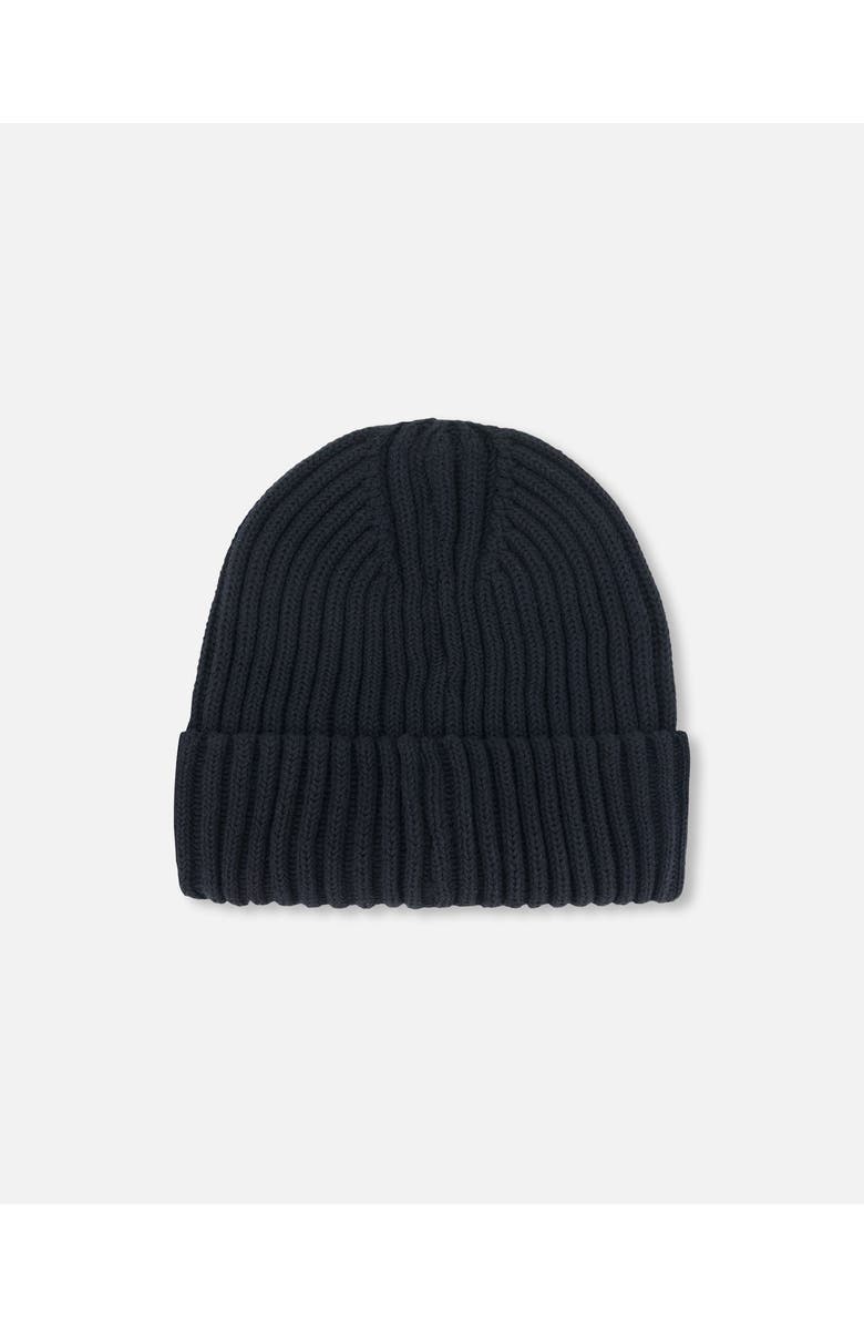 Deux par Deux Kids Unisex Cuffed Knit Hat Black, Alternate, color, 