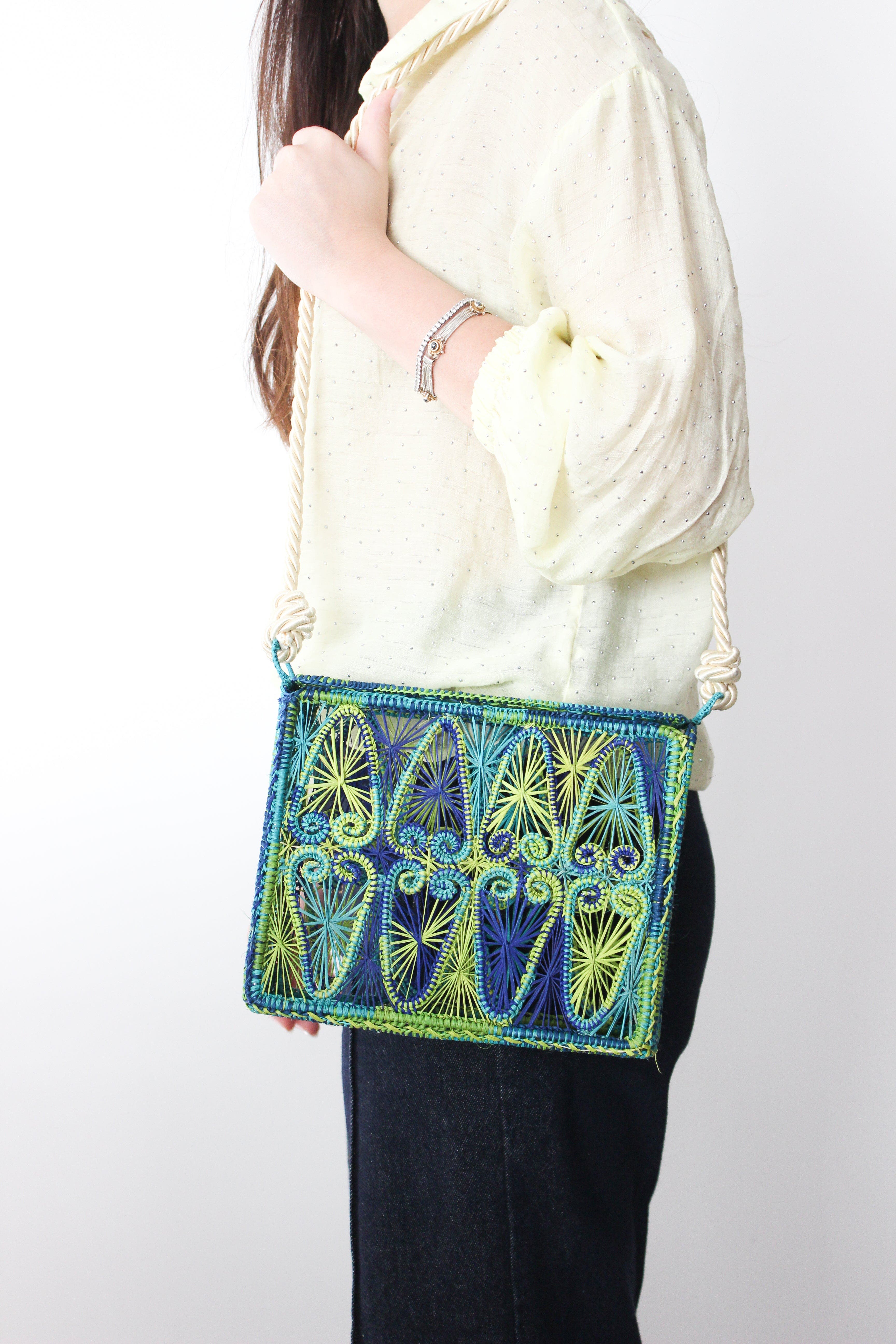 Amazónica Hearts Handbag, Alternate, color, Blue / Green