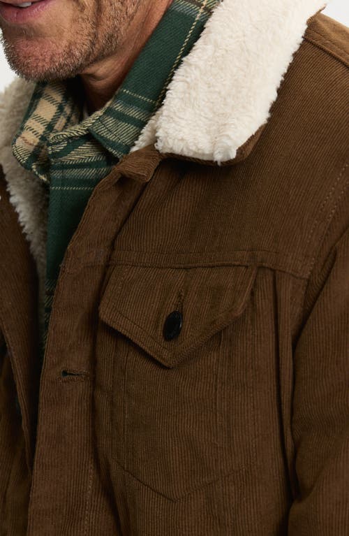 Jachs Faux Shearling Lined Trucker Jacket In Brown