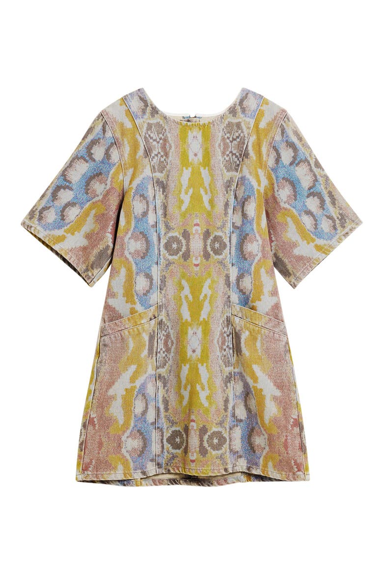 Printed Denim Minidress, Alternate, color, MEDIUM BLUE
