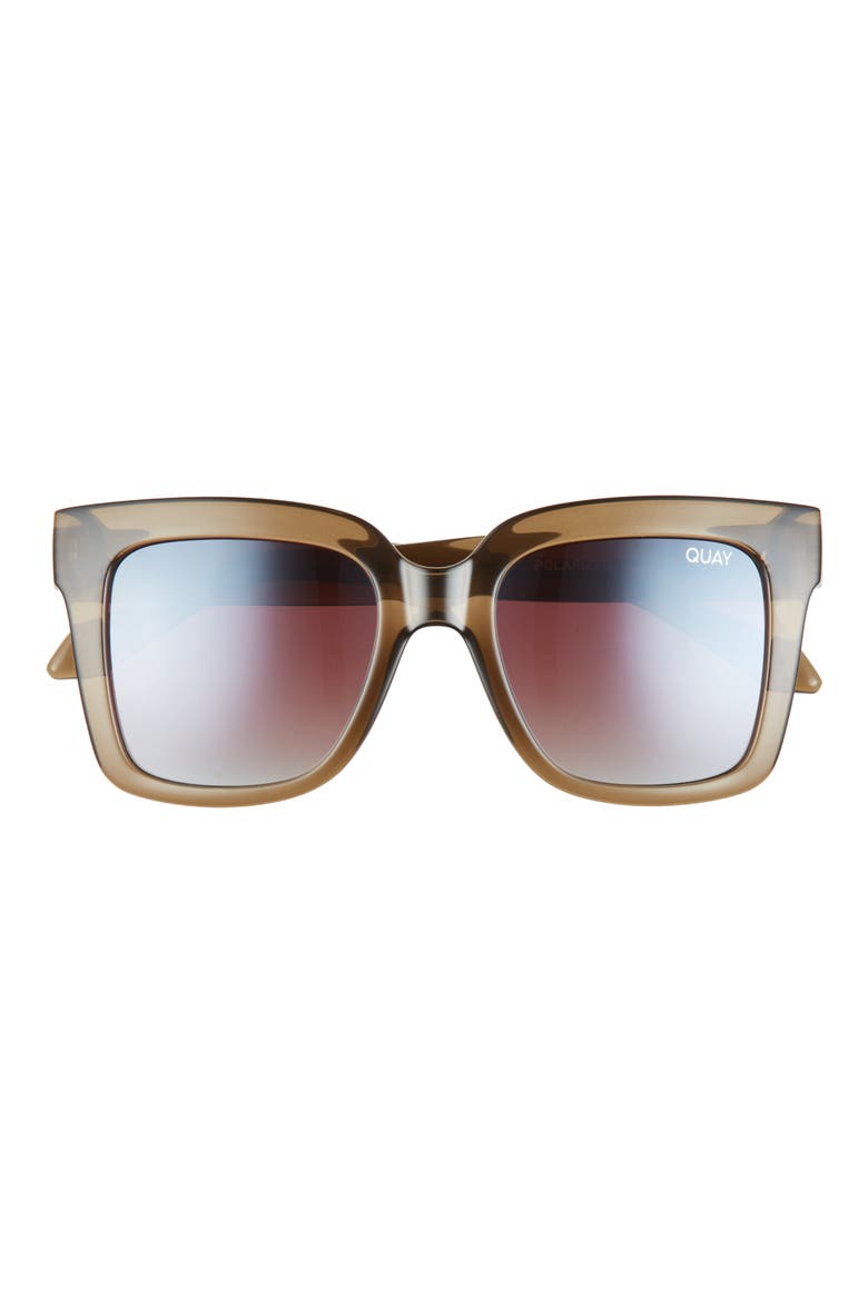 Icy 52mm Polarized Square Sunglasses, Main, color, GRN BRNPOL