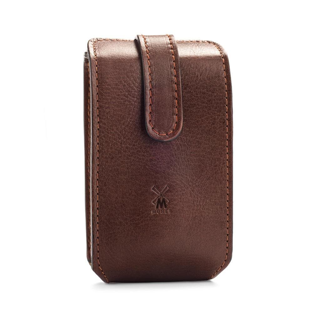 MÜHLE Brown Leather Travel Razor & Shaving Brush Case 