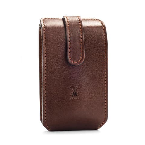 Brown Leather Travel Razor & Shaving Brush Case