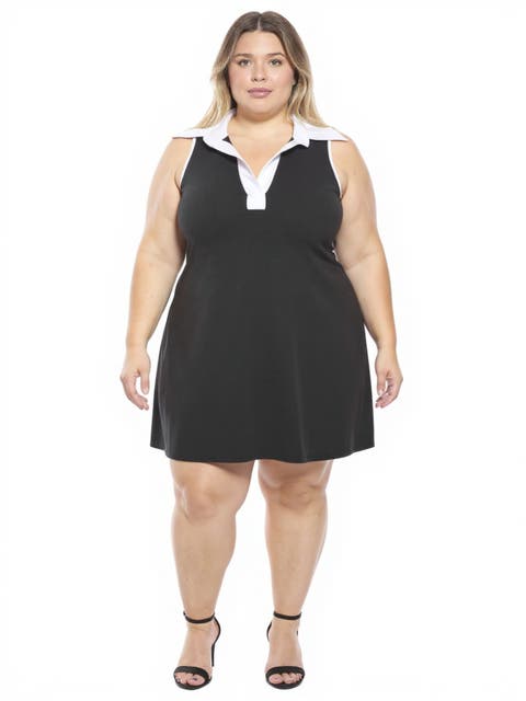 Plus Size Sleeveless CollaSoft Flare A-Line Mini Dress