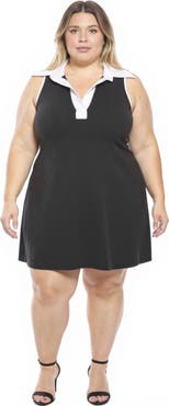 24seven Comfort Apparel Plus Size Sleeveless CollaSoft Flare A-Line Mini Dress