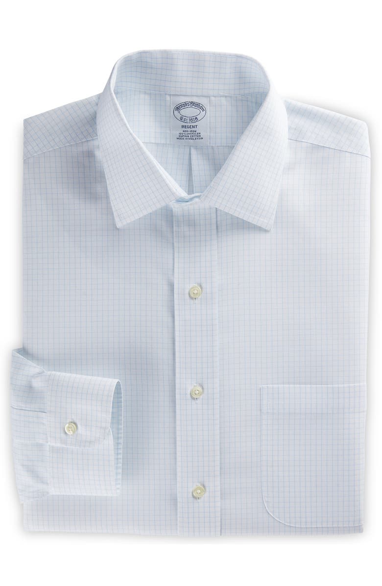 Brooks Brothers Big & Tall Checkered Graph Dress Shirt, Main, color, Graphite