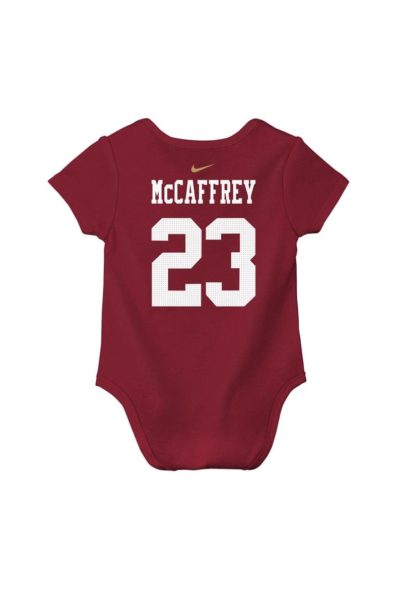 Newborn & Infant Nike Christian McCaffrey Scarlet San Francisco 49ers Player Name & Number Bodysuit, Alternate, color, Scarlet