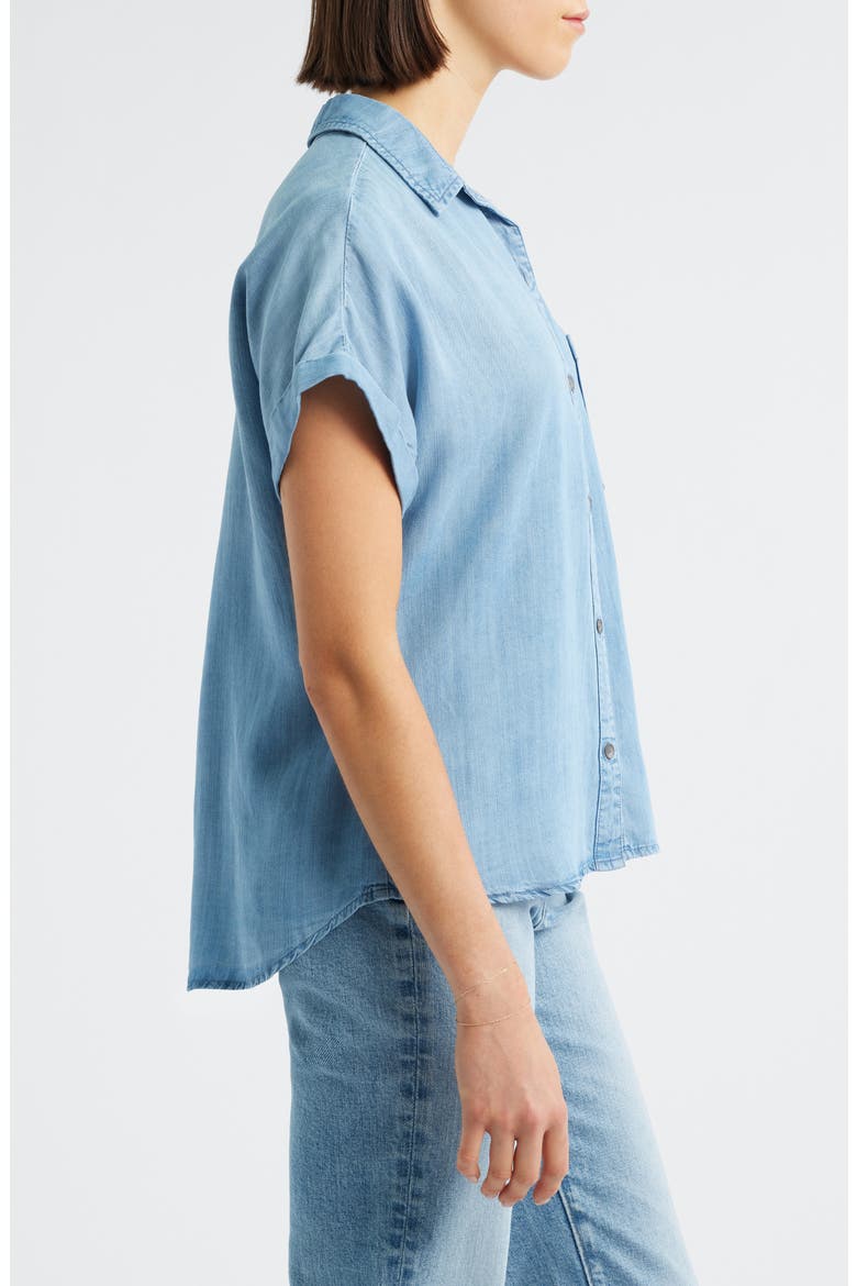Cuffed Denim Shirt, Alternate, color, WORN BLUE WASH