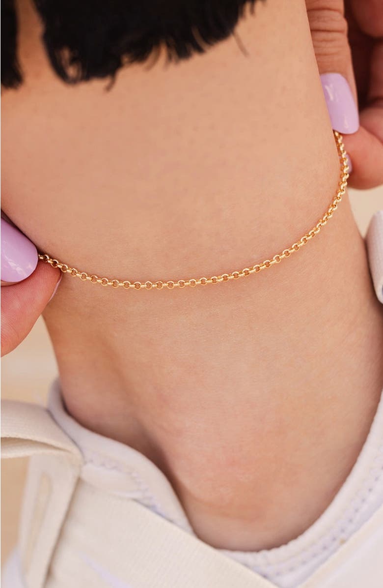 MADE BY MARY Rolo Chain Anklet, Alternate, color, Silver