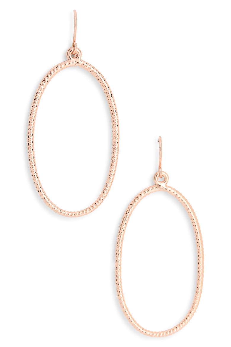 Minimalist Oval Twist Drop Earrings, Main, color, ROSE GOLD