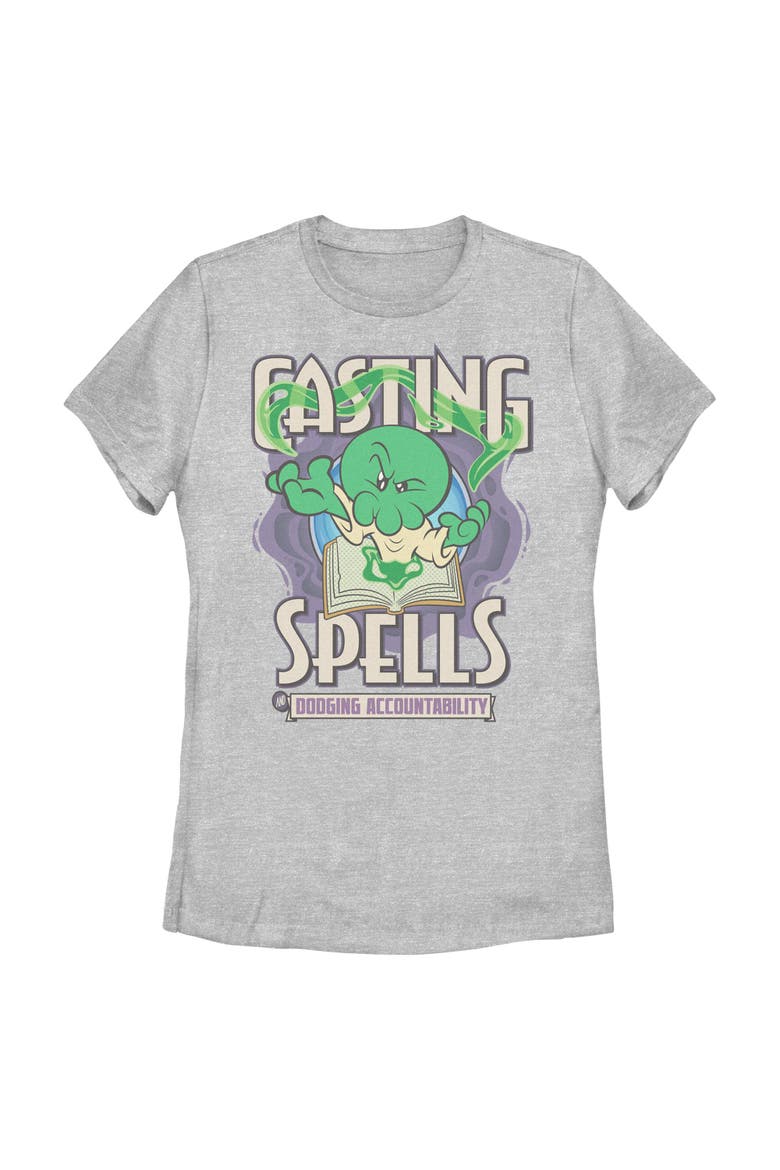 Junior's Minions & Monsters Dodging Accountability  Graphic T-Shirt, Main, color, Athletic Heather
