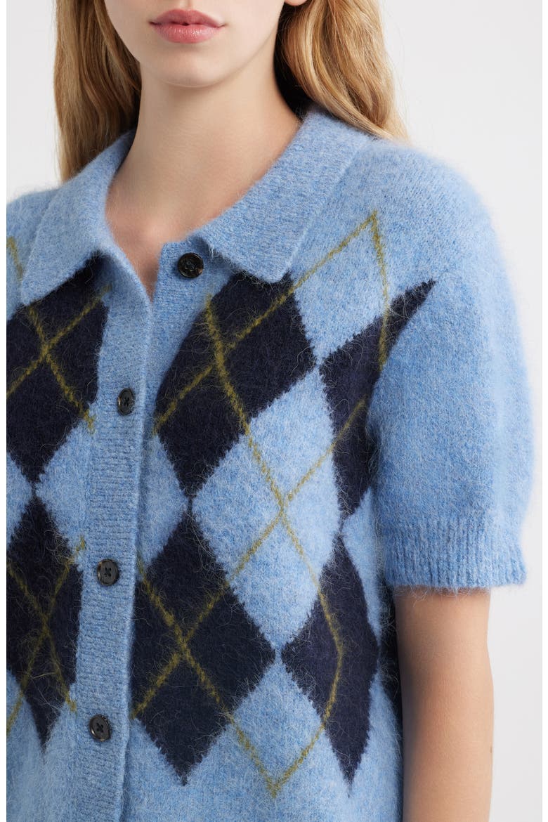 Kelly Argyle Short Sleeve Cardigan, Alternate, color, ARGYLE
