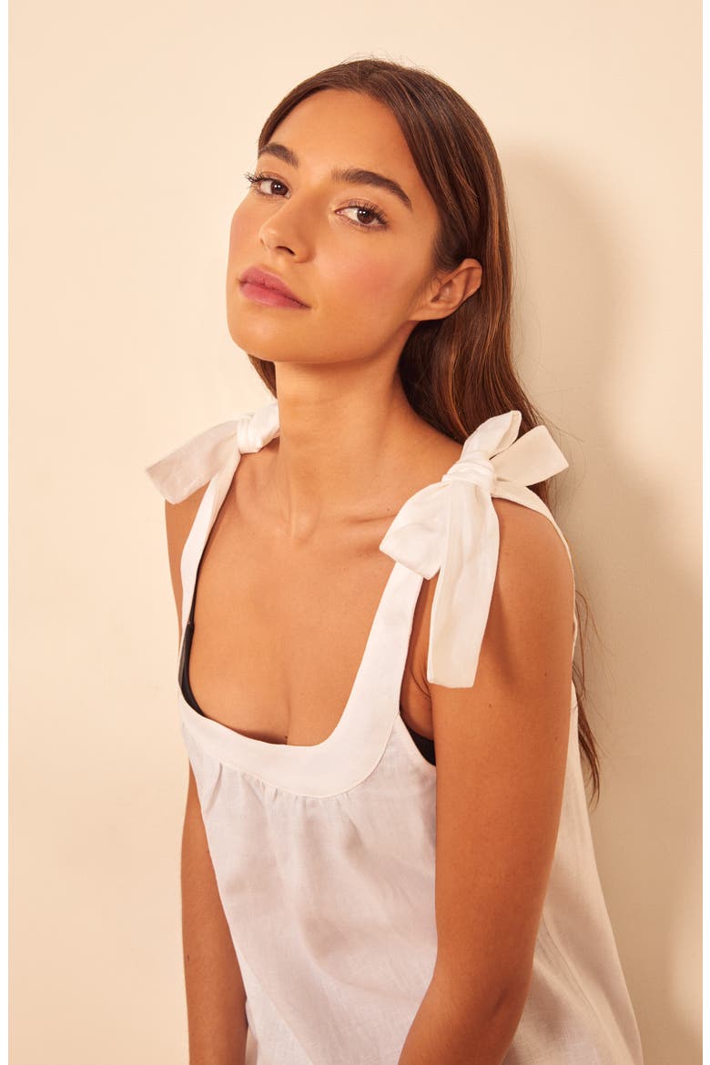 Bronte Long Linen Dress, Alternate, color, WHITE