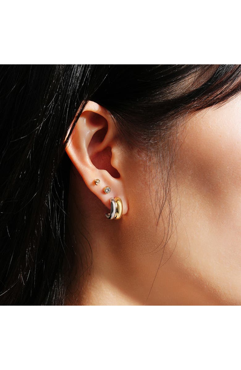 ANIA HAIE Two-Tone Two-Row Huggie Hoop Earrings, Alternate, color, Mixed Shiny Gold Silver