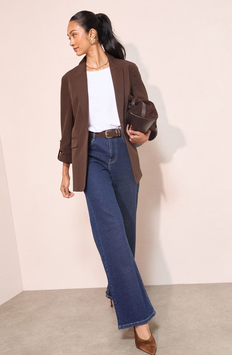 Friends Like These Roll Sleeve Blazer, Alternate, color, Brown