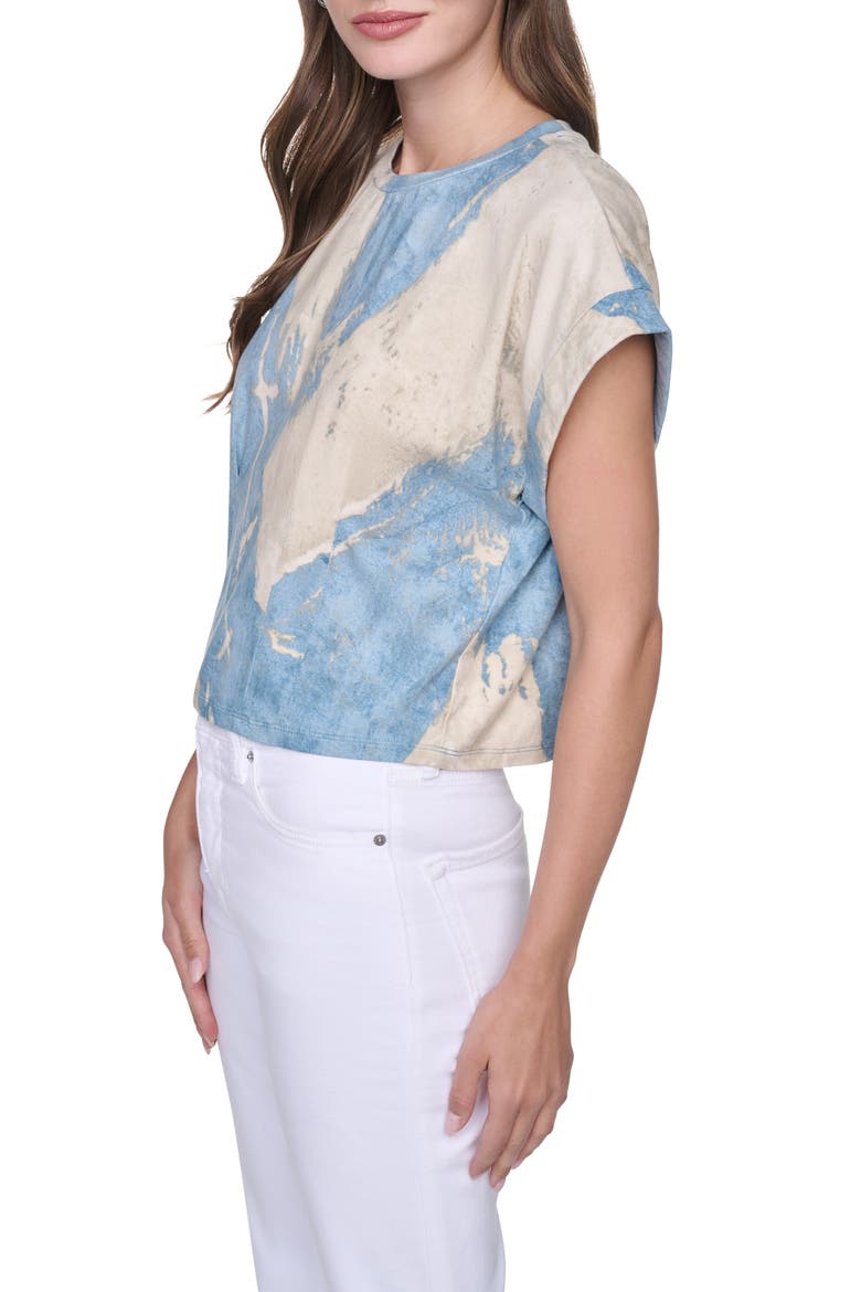 Dolman Sleeve Pleated Crop Top, Alternate, color, CAMEO BLU BRUSHSTROKE