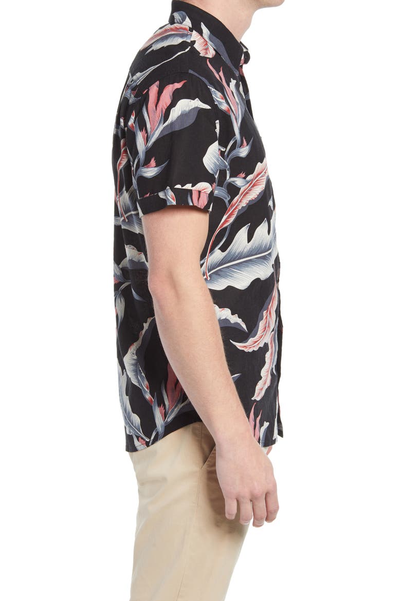 Carson Stripe Short Sleeve Linen Blend Button-Up Shirt, Alternate, color, PARADISE NIGHTS