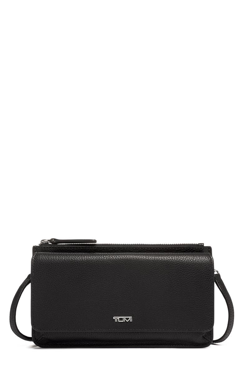 Belden Leather Wallet Crossbody Bag, Main, color, BLACK