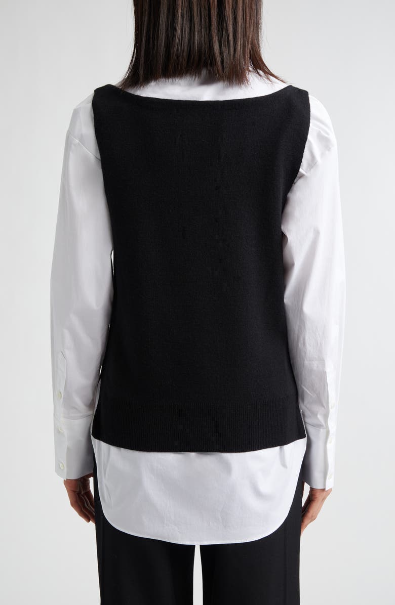 STAUD Damian Layered Shirt, Alternate, color, Black/ White