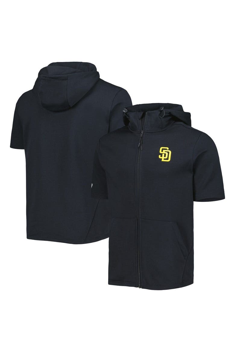 Men's Levelwear Black San Diego Padres Recruit Full-Zip Short Sleeve Hoodie, Main, color, Black