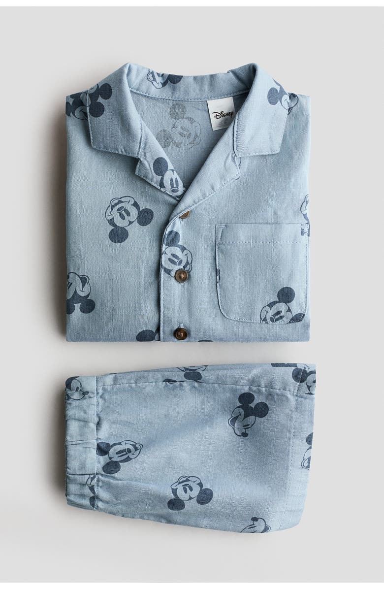 H&M 2-piece Printed Cotton Set, Alternate, color, Light Blue/Mickey Mouse