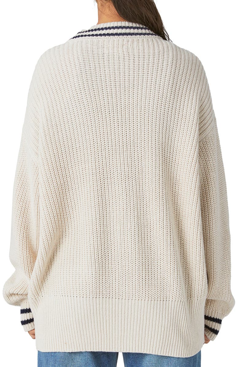 Lucky Brand Stripe Accent Varsity Cardigan, Alternate, color,