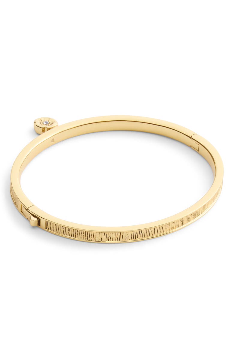 COACH Brushed Tea Rose Charm Hinge Bangle, Alternate, color, Shiny Gold