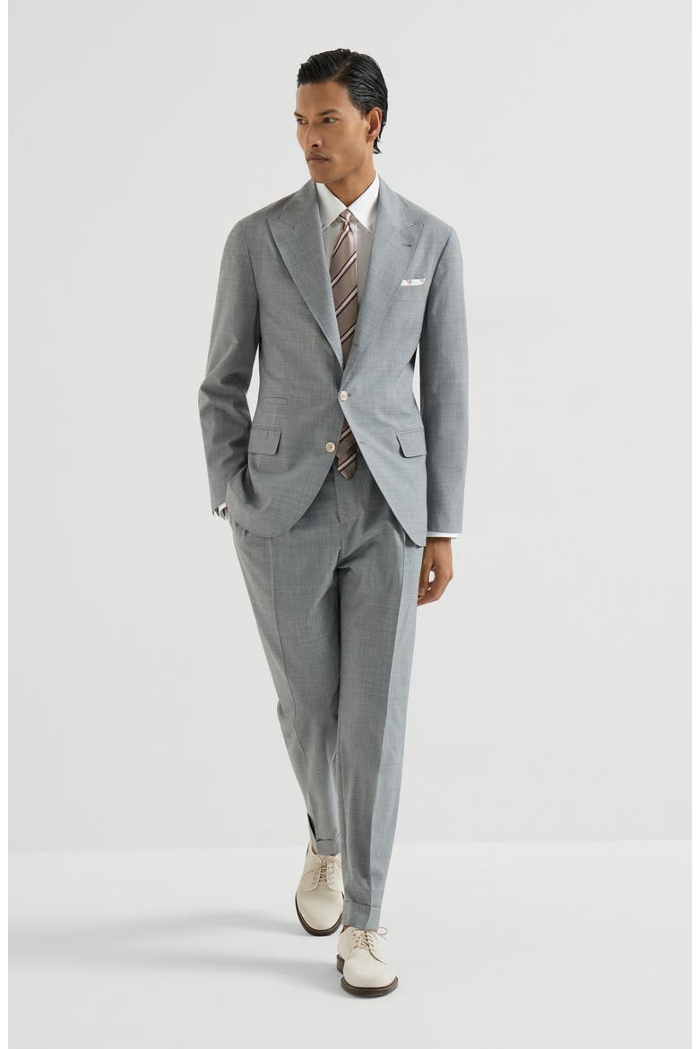 Trousers with double pleats and tabs, Alternate, color, Grey
