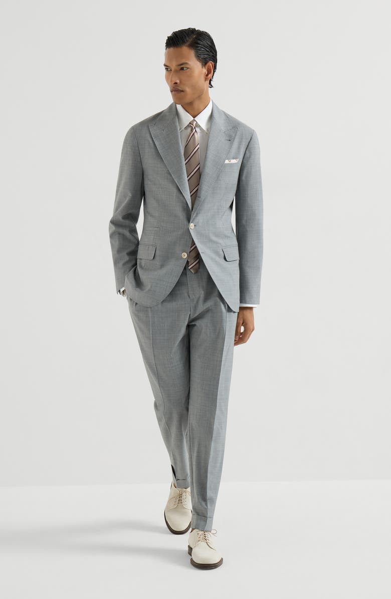 Brunello Cucinelli Trousers with double pleats and tabs, Alternate, color, Grey