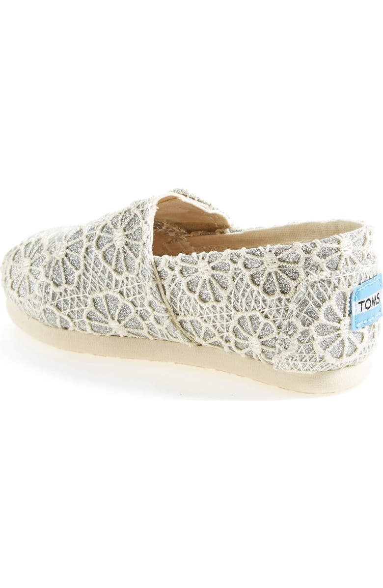 TOMS 'Tiny - Glitter' Crochet Slip-On, Alternate, color,