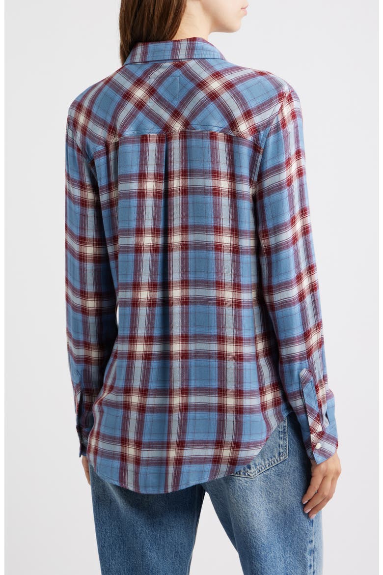 Hunter Plaid Button-Up Shirt, Alternate, color, STONE BLUE MAROON