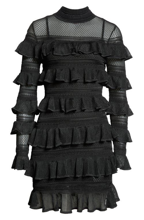 Zimmermann Crush Paneled Ruffled Ribbed-knit And Crochet Mini Dress In Black