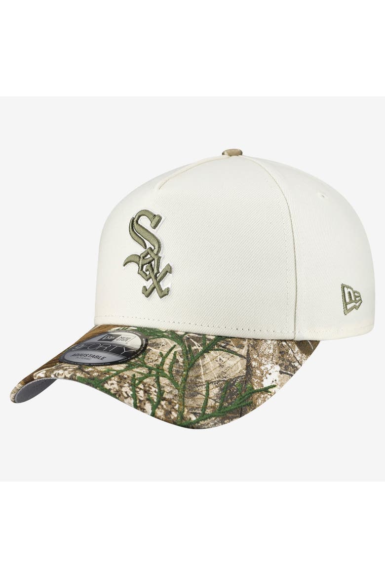 Men's New Era Khaki/Realtree Camo Chicago White Sox 9FORTY A-Frame Adjustable Hat, Alternate, color, Khaki