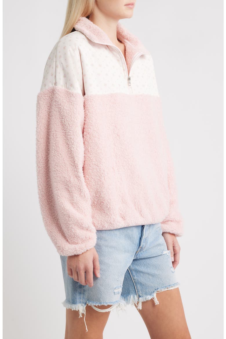 Garden Confetti Colorblock Quarter Zip Pullover, Alternate, color, BABY PINK