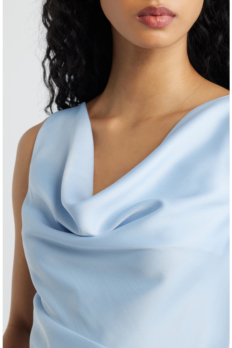 Lea Cowl Neck Satin Gown, Alternate, color, LIGHT BLUE