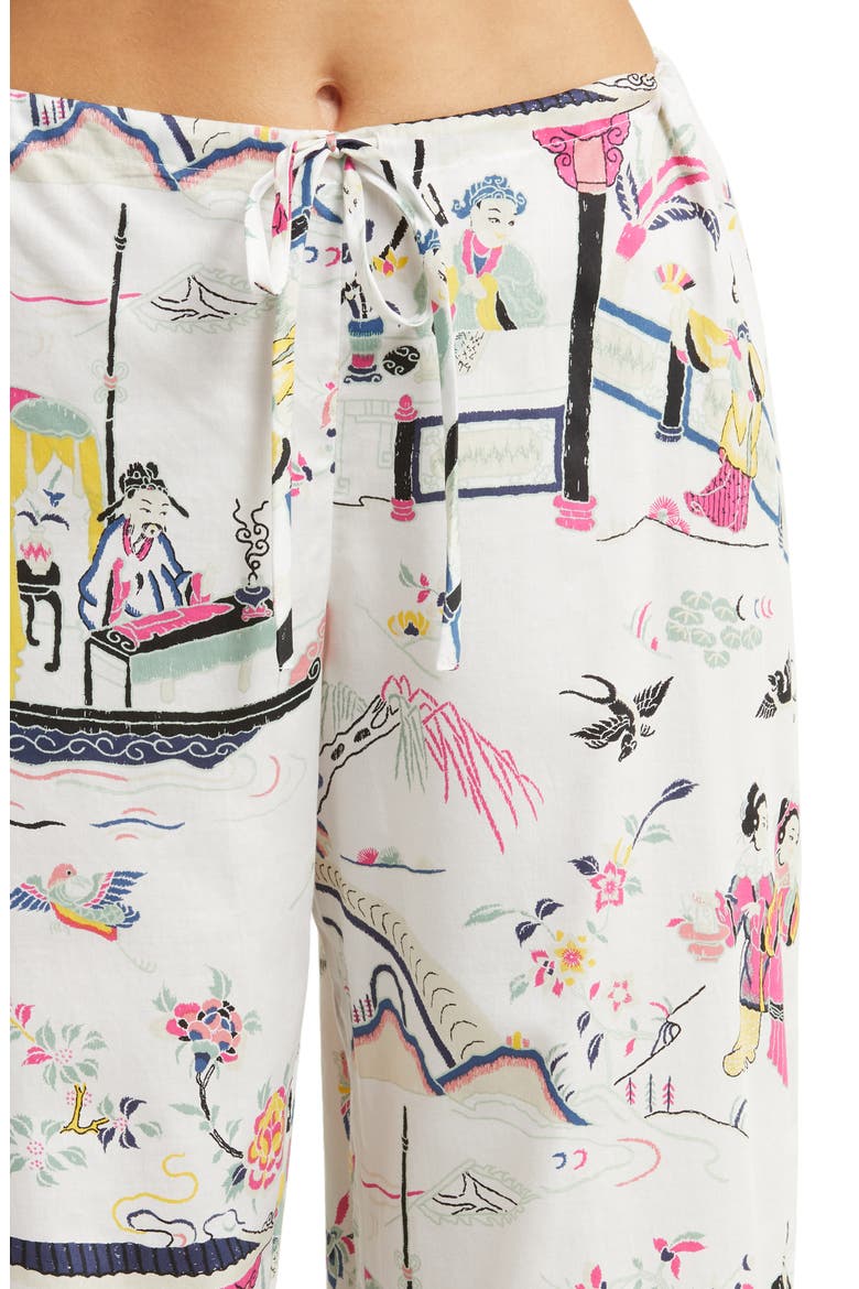 Kana Print Cotton Sateen Pajamas, Alternate, color, WARM WHITE