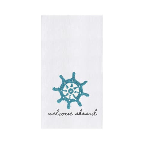 Ships Wheel French Knot Flour Sack Kitchen Dishtowel