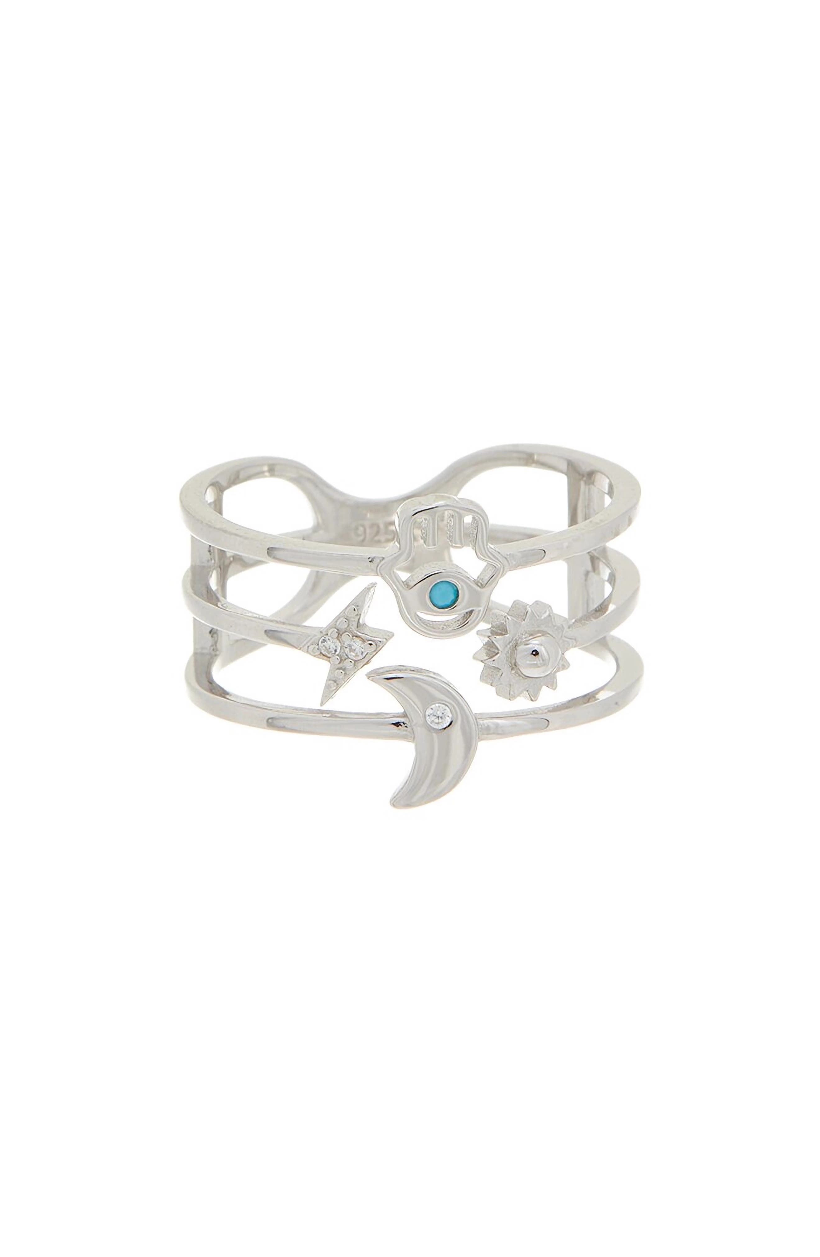 Juvell Cubic Zirconia Hamsa Multiband Ring