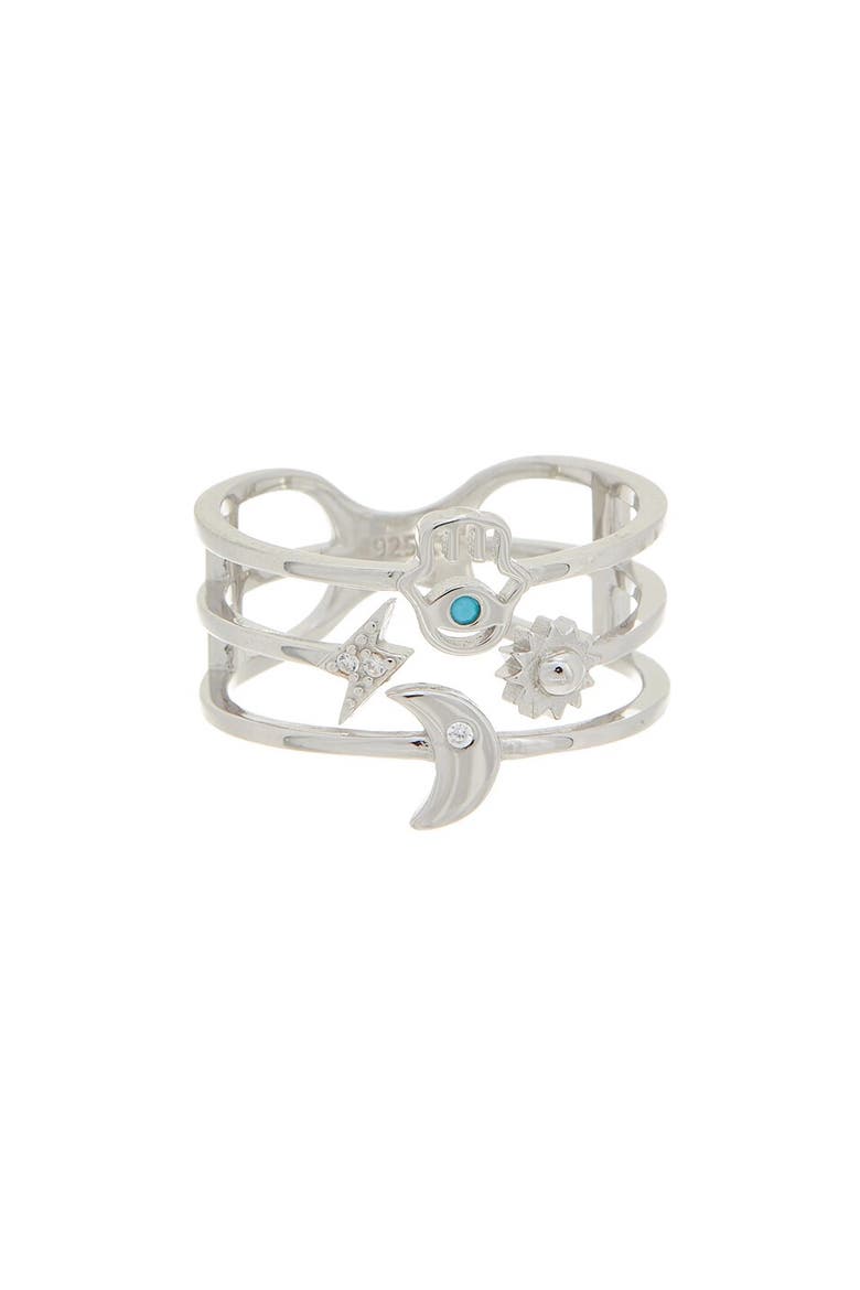 Cubic Zirconia Hamsa Multiband Ring, Main, color, WHITE GOLD