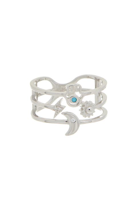 Cubic Zirconia Hamsa Multiband Ring