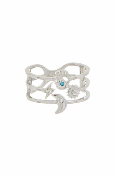 Juvell Cubic Zirconia Hamsa Multiband Ring