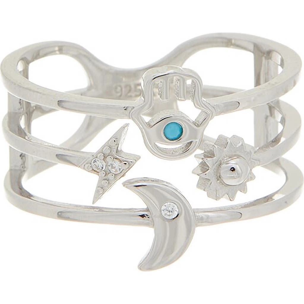 Juvell Cubic Zirconia Hamsa Multiband Ring in White Gold at Nordstrom Rack, Size 8