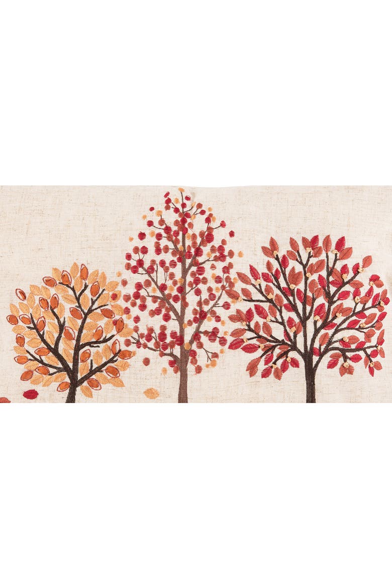Autumn Forest Falling Leaves Embroidered Mini Accent Pillow 12" x 18", Alternate, color, Orange