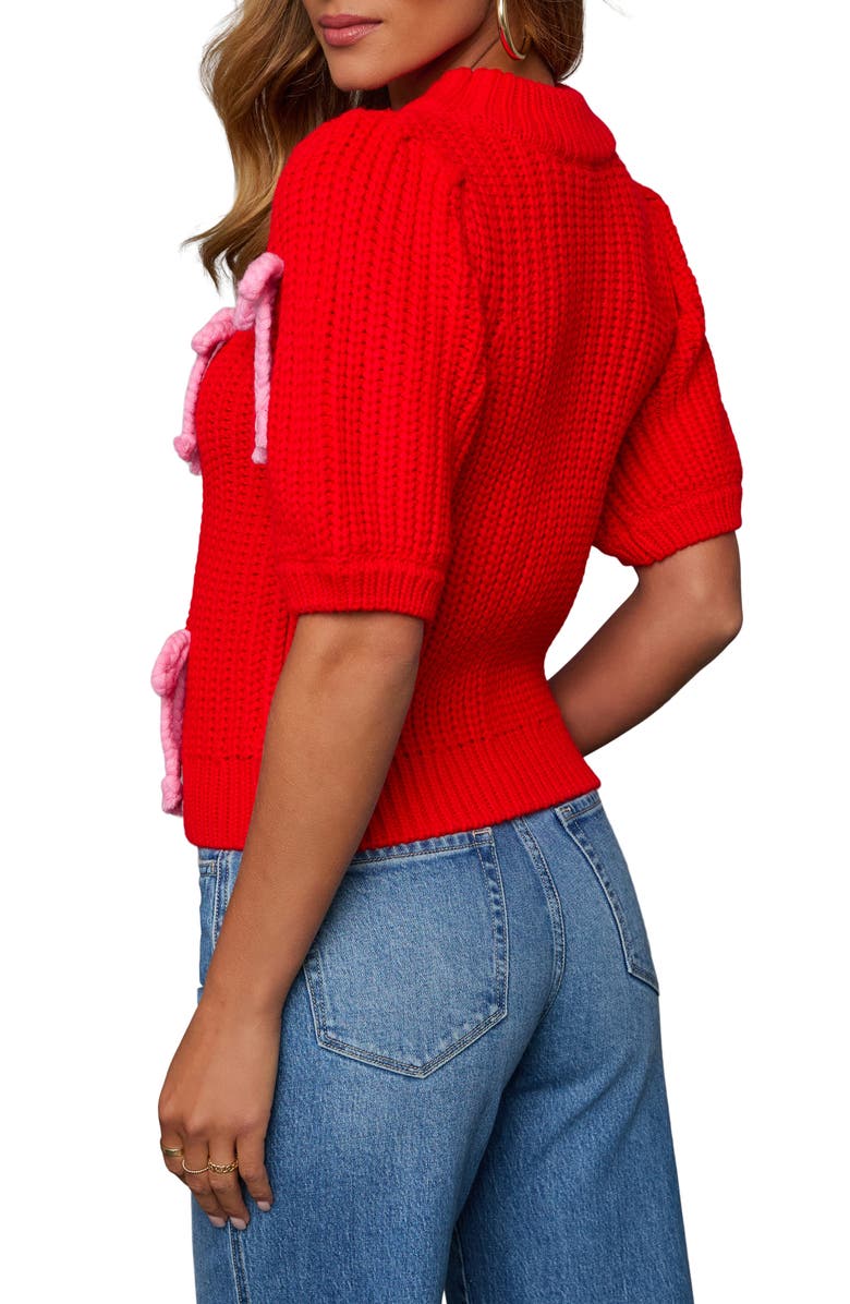 VICI Collection Tied Down Bow Detail Puff Sleeve Sweater, Alternate, color, 