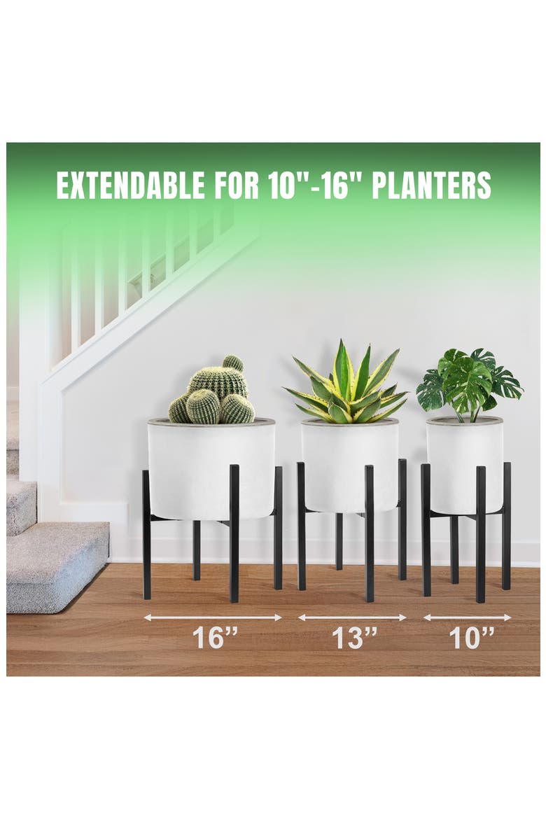 Adjustable Metal Plant Stand, Alternate, color, BLACK