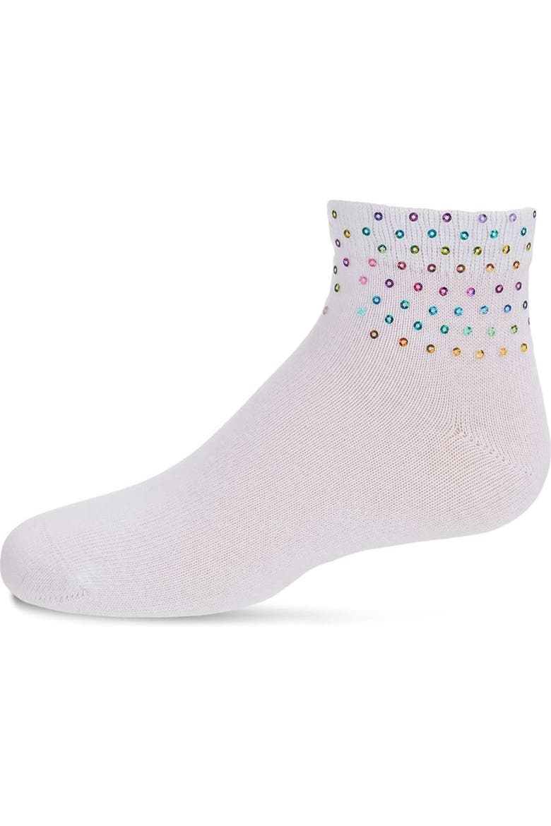 Multicolor Sequin Anklet Sock, Main, color, White