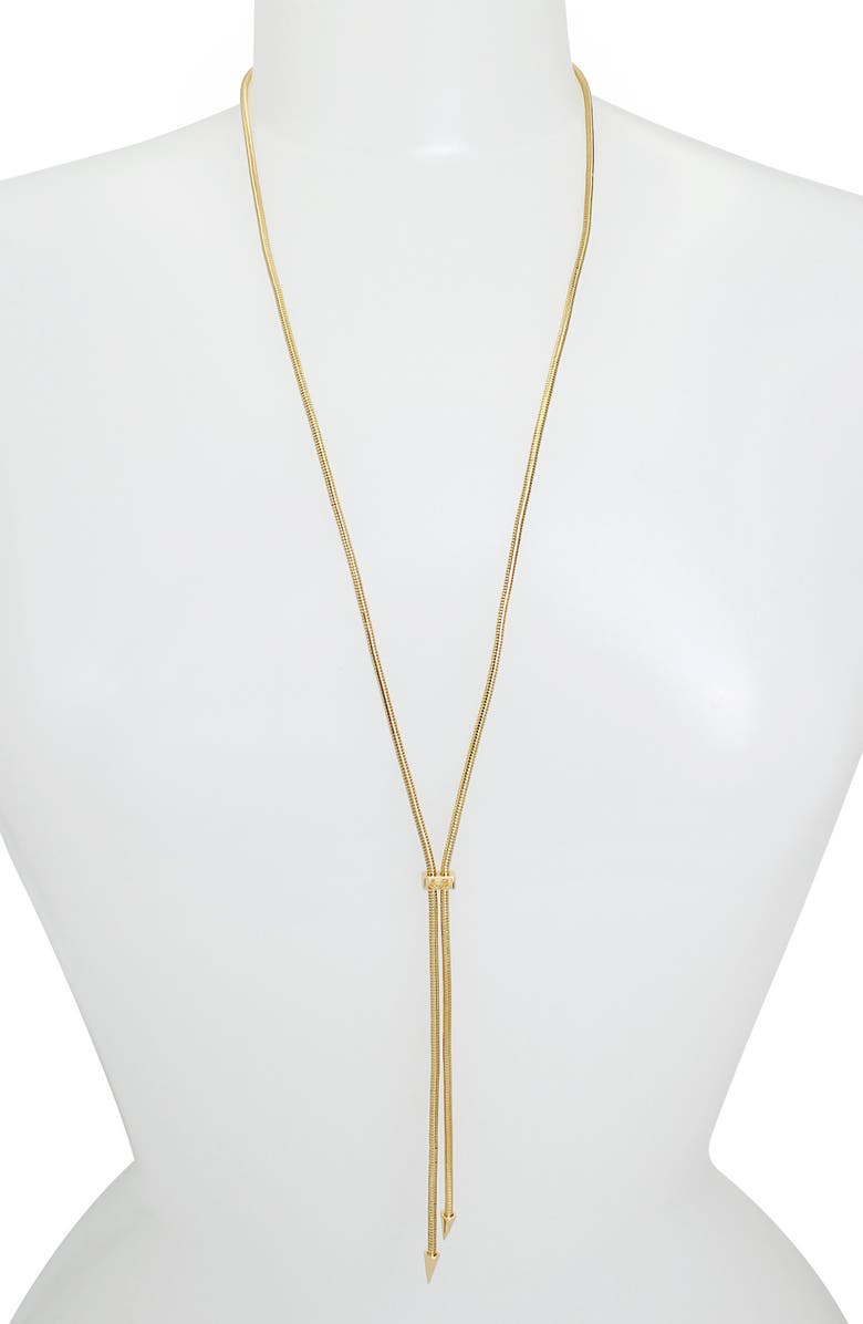 AllSaints Snake Chain Lariat Necklace, Main, color, 